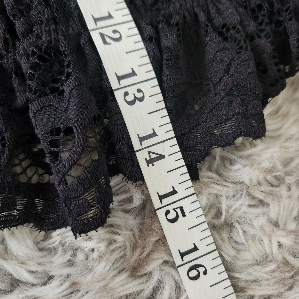 Willow + Root Puff Sleeve Smocked Bodice Ruffle Trim Black Lace‎ Top Size Small - Picture 7 of 7